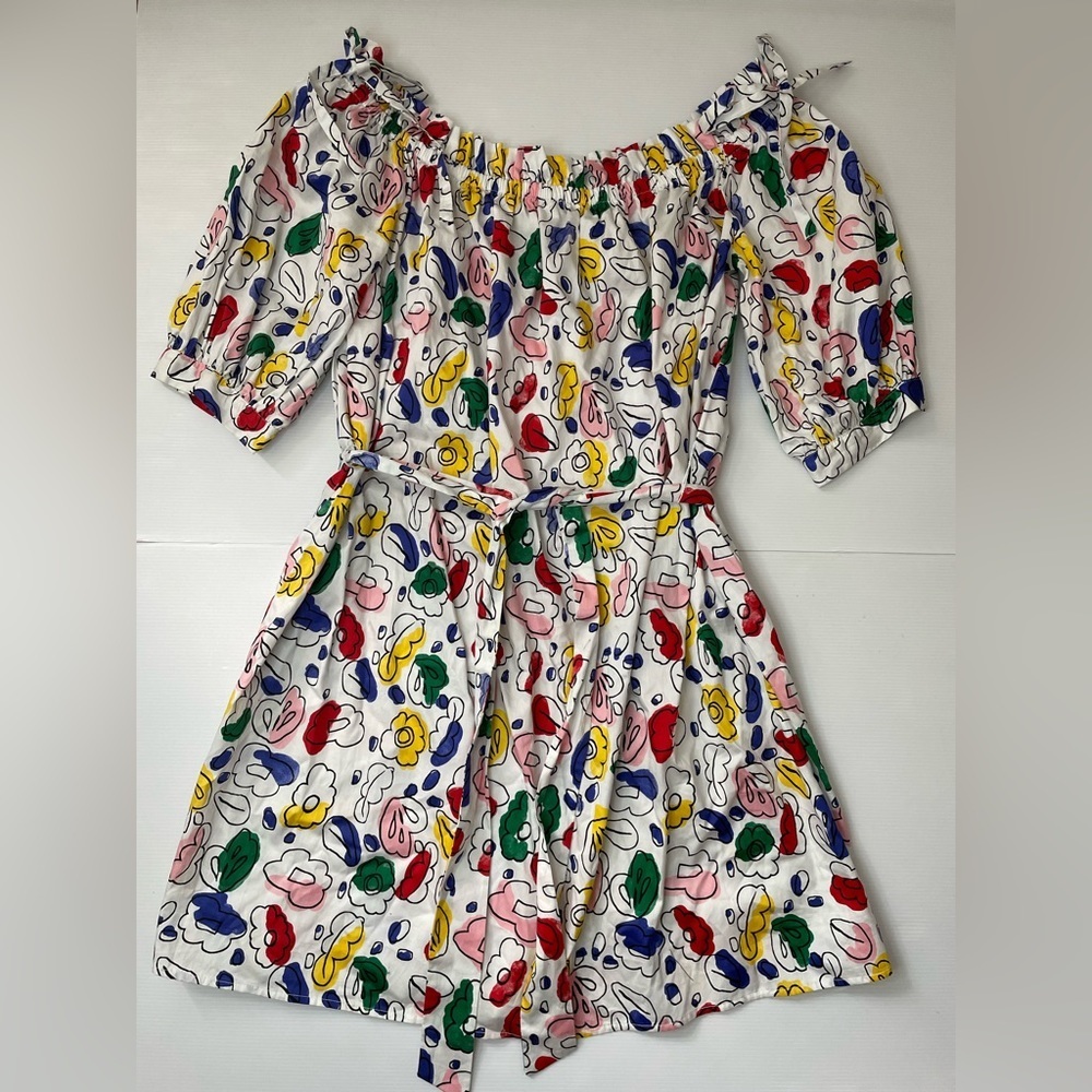 ELOQUII Elements Women's Abstract Floral Off-The-Shoulder Trapeze Dress Size 18
